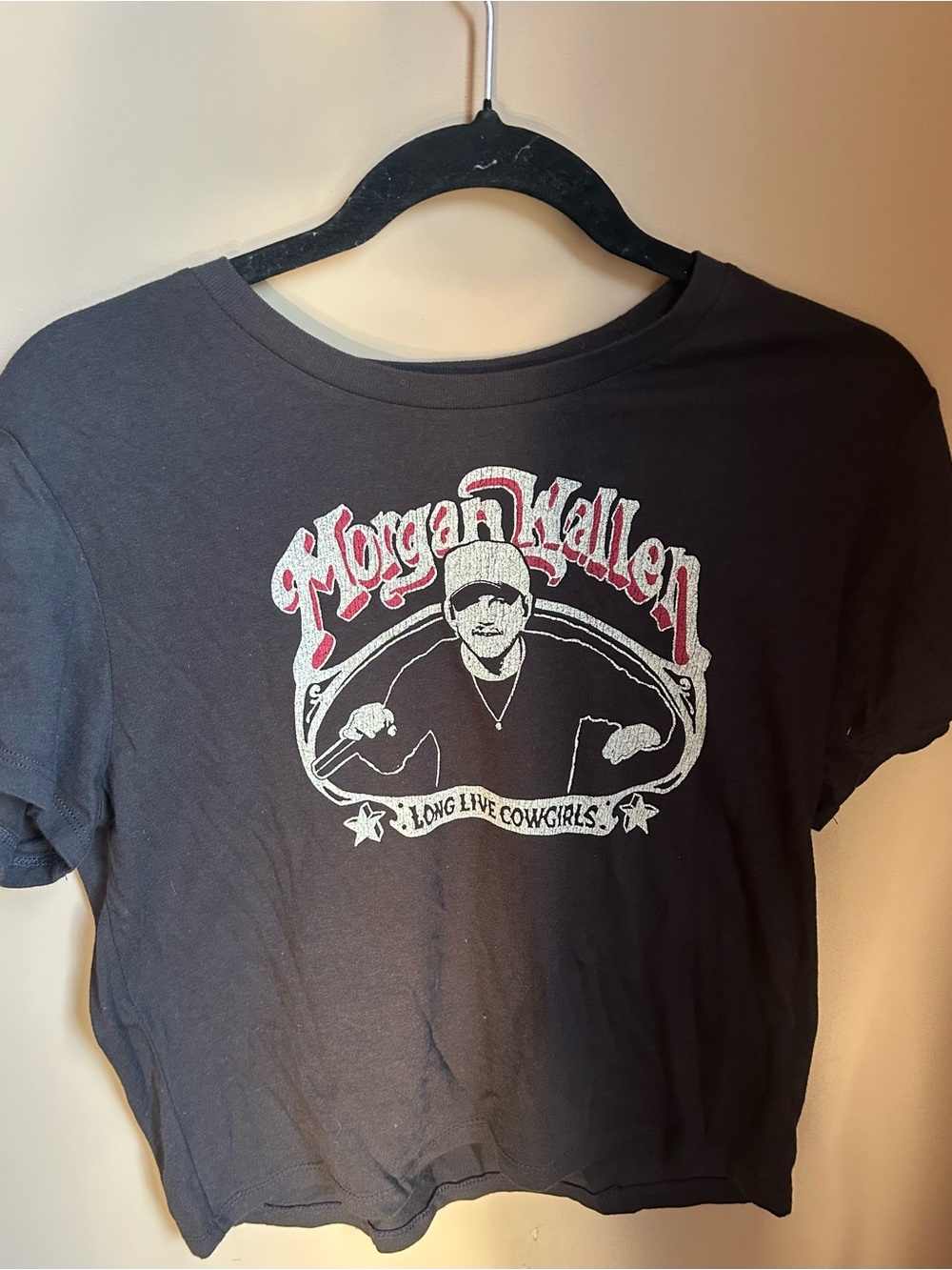 Grey Graphic Cropped Tee - Morgan Wallen
